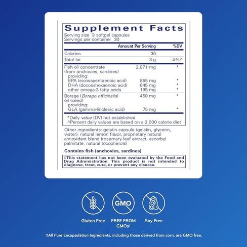 مغلفات نقية VisionPro EPA/DHA/GLA | يدعم إنتاج الدموع الطبيعية والاحتفاظ برطوبة العين* | 180 كبسولة هلامية in Kuwait