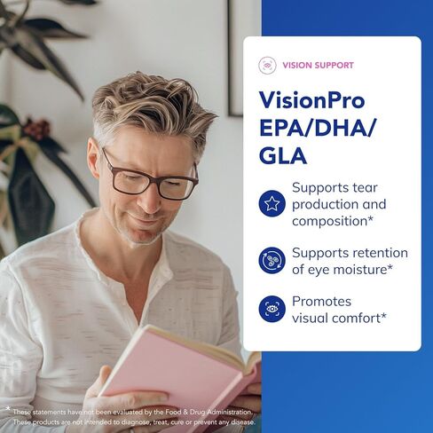 مغلفات نقية VisionPro EPA/DHA/GLA | يدعم إنتاج الدموع الطبيعية والاحتفاظ برطوبة العين* | 180 كبسولة هلامية in Kuwait