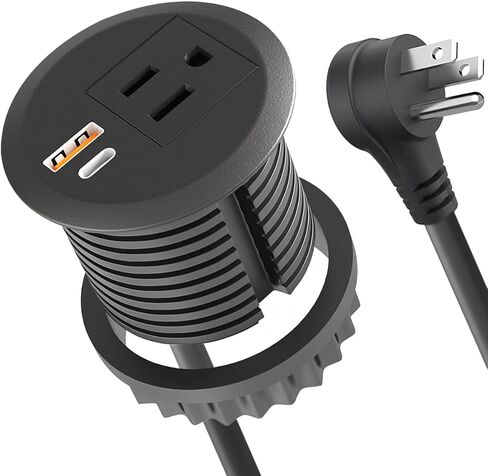 2pcs Desktop Power Grommet,2-inch Hole,10ft Cord,20W USB C Fast Charging Station,Round Recessed Outlet,2-USB Port,Flush Mount,Flat Plug,Black in Saudi Arabia