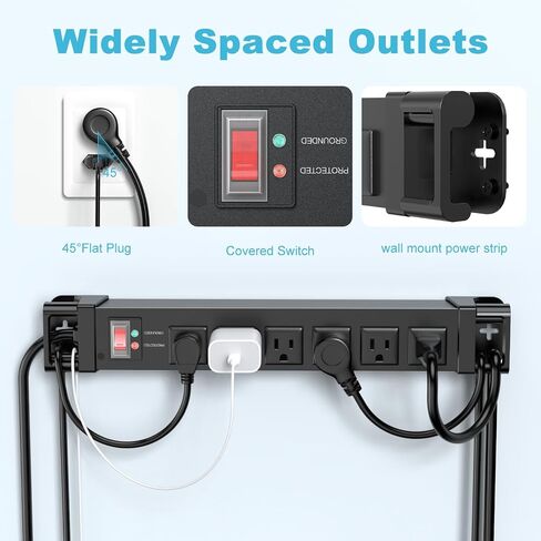 IPX6 Outdoor Power Strip Weatherproof,6 Outlet Metal Surge Protector Wall Mountable for Camping,Garden & Home,Heavy Duty 6FT ETL Certified Waterproof Extension Cord in Saudi Arabia