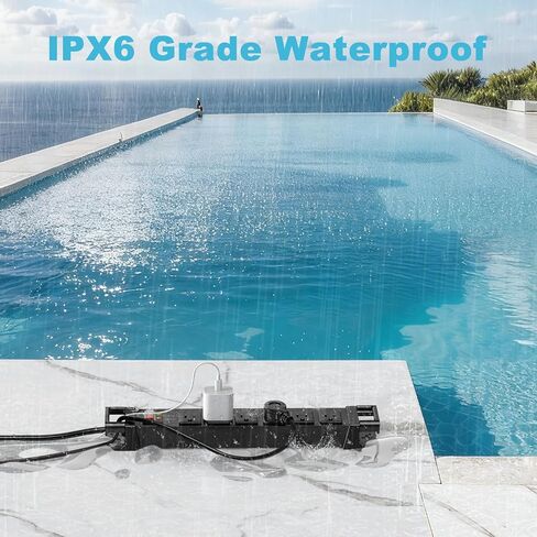 IPX6 Outdoor Power Strip Weatherproof,6 Outlet Metal Surge Protector Wall Mountable for Camping,Garden & Home,Heavy Duty 6FT ETL Certified Waterproof Extension Cord in Saudi Arabia