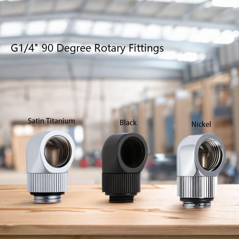 2 pack G1/4" Male to Female Extender Connector, 90° Rotary Fitting Adapter Connector for Computer Water Cooling System (Satin Titanium) in Saudi Arabia