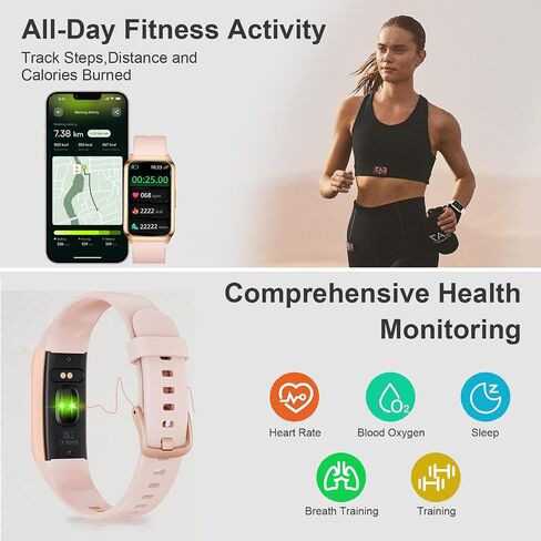 GADIXY Smart Watch,Fitness Tracker Watch 7 Day+ Battery with Heart Rate/Step Counter/Calories/SPO2/Sleep Monitor,IP68 Fitness Smart Watches for Women (Rosegold, 1.47inch) in Saudi Arabia