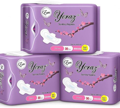 فوط صحية للسيدات من إم يراز، رفيعة للغاية، سريعة الامتصاص بالأجنحة، مقاس 5، 30 قطعة، للاستخدام اليومي in Kuwait