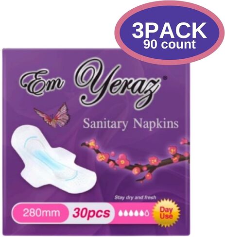 فوط صحية للسيدات من إم يراز، رفيعة للغاية، سريعة الامتصاص بالأجنحة، مقاس 5، 30 قطعة، للاستخدام اليومي in Kuwait