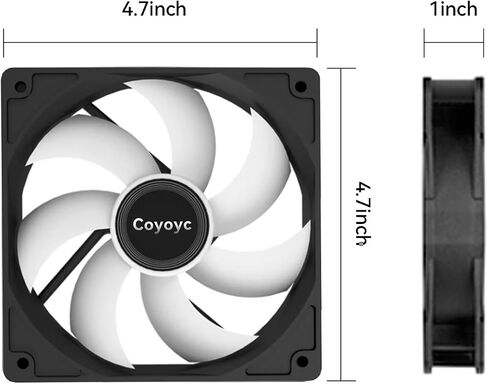 3PCS 120MM Case Fan PC Colorful Cooler Fans FDB Bearing Computer Fans Low-Noise Bearing Forward & Reverse Blade Design 1200 RPM RGB for Cooler Master Cases Radiators System (Black-3PCS) in Saudi Arabia