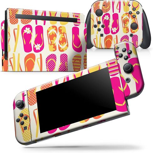Design Skinz - متوافق مع Nintendo Switch Lite - غطاء حماية من الفينيل قابل للإزالة ومقاوم للخدش - ناقل قلاب باللون الوردي والأصفر النابض بالحياة in Saudi Arabia