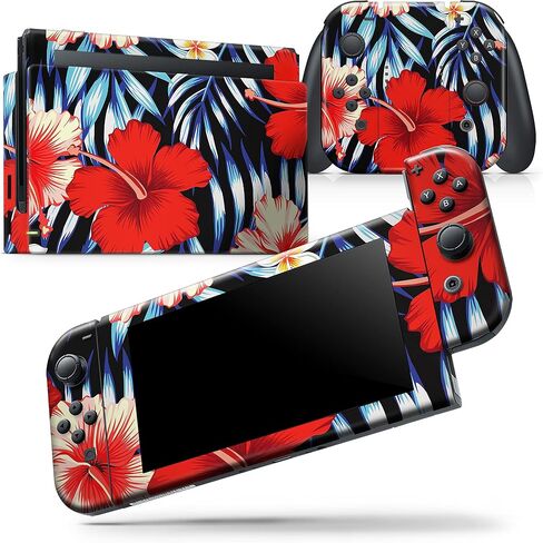 Design Skinz - Compatible with Nintendo DSi XL - Skin Decal Protective Scratch-Resistant Removable Vinyl Wrap Cover - Vivid Tropical Red Floral v1 in Saudi Arabia