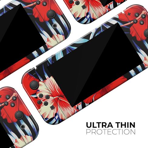 Design Skinz - Compatible with Nintendo DSi XL - Skin Decal Protective Scratch-Resistant Removable Vinyl Wrap Cover - Vivid Tropical Red Floral v1 in Saudi Arabia