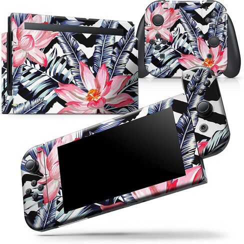 Design Skinz - متوافق مع Nintendo DSi XL - ملصق حماية من الجلد مقاوم للخدش وقابل للإزالة من الفينيل - زهور شيفرون استوائية زاهية الإصدار 1 in Saudi Arabia