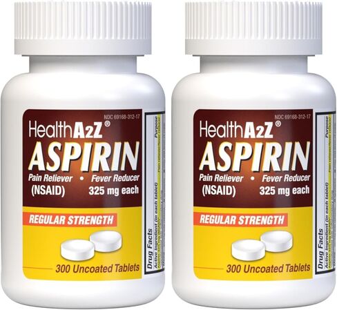 HealthA2Z Aspirin 325mg, 300 Count, Uncoated,Compare to Bayer® Active Ingredients in Saudi Arabia