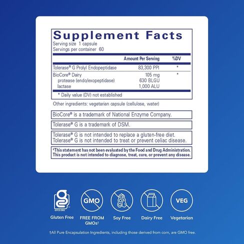 Pure Encapsulations Gluten/Dairy Digest | Unique Mix of Enzymes to Support Healthy Gluten and Dairy Digestion* | 60 Capsules in Saudi Arabia