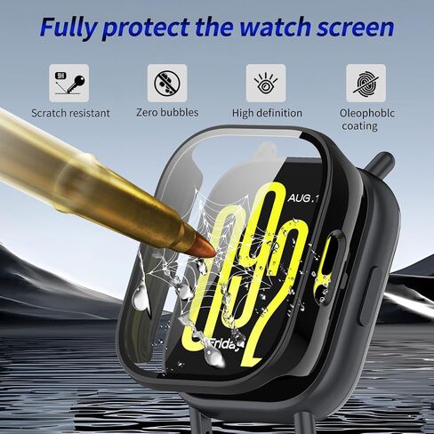 عبوتان من حافظة حماية الشاشة النشطة لساعة Redmi Watch 5 [تغطية كاملة]، ملحقات حماية شاملة من ممتص الصدمات من البولي كربونات لساعة Redmi Watch 5 Active من الزجاج المقسى المدمج in Kuwait