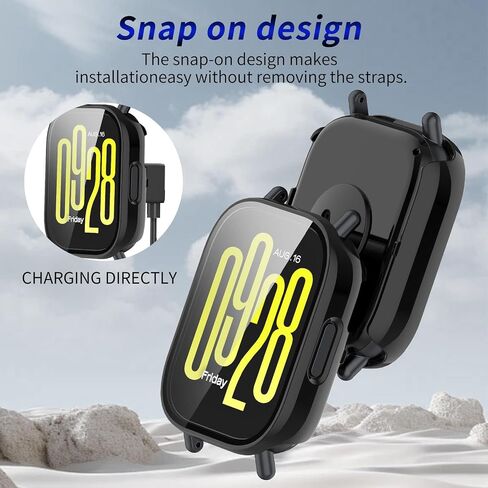 عبوتان من حافظة حماية الشاشة النشطة لساعة Redmi Watch 5 [تغطية كاملة]، ملحقات حماية شاملة من ممتص الصدمات من البولي كربونات لساعة Redmi Watch 5 Active من الزجاج المقسى المدمج in Kuwait