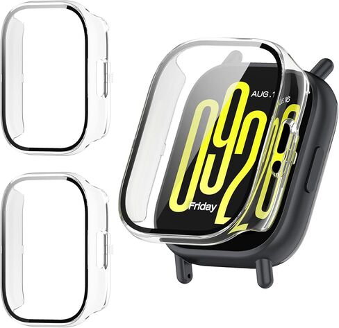 عبوتان من حافظة حماية الشاشة النشطة لساعة Redmi Watch 5 [تغطية كاملة]، ملحقات حماية شاملة من ممتص الصدمات من البولي كربونات لساعة Redmi Watch 5 Active من الزجاج المقسى المدمج in Kuwait
