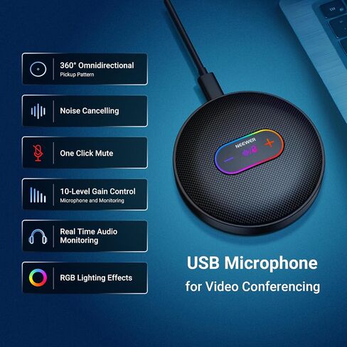 ميكروفون USB NEEWER UM04، ميكروفون مكثف متعدد الاتجاهات لسطح المكتب مع خاصية إلغاء الضوضاء كتم الصوت 48 كيلو هرتز/24 بت لتسجيل الاجتماعات عبر الإنترنت وتعليم Skype متوافق مع أجهزة الكمبيوتر التي تعمل بنظام Windows PC Mac والهاتف in Saudi Arabia