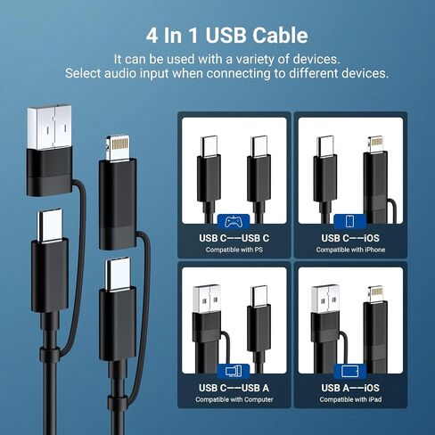 ميكروفون USB NEEWER UM04، ميكروفون مكثف متعدد الاتجاهات لسطح المكتب مع خاصية إلغاء الضوضاء كتم الصوت 48 كيلو هرتز/24 بت لتسجيل الاجتماعات عبر الإنترنت وتعليم Skype متوافق مع أجهزة الكمبيوتر التي تعمل بنظام Windows PC Mac والهاتف in Saudi Arabia
