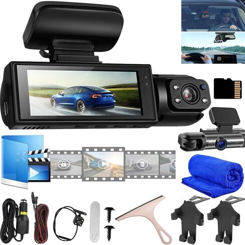 Vigil Dash Cam 2025, Vigil Dash Cam Front and Rear, 1080p Night Vision Car Driving Recorder, 24H Parking Mode, 32G Memory Card (DashCam+32G Memory Card) in Saudi Arabia