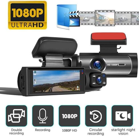 Vigil Dash Cam 2025, Vigil Dash Cam Front and Rear, 1080p Night Vision Car Driving Recorder, 24H Parking Mode, 32G Memory Card (DashCam+32G Memory Card) in Saudi Arabia