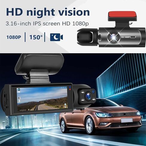 Vigil Dash Cam 2025, Vigil Dash Cam Front and Rear, 1080p Night Vision Car Driving Recorder, 24H Parking Mode, 32G Memory Card (DashCam+32G Memory Card) in Saudi Arabia
