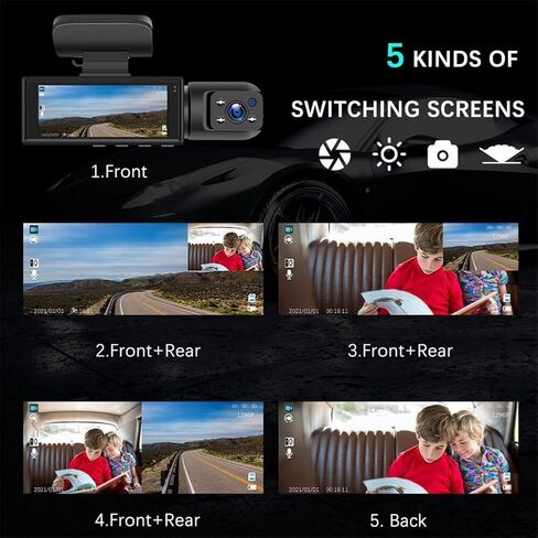 Vigil Dash Cam 2025, Vigil Dash Cam Front and Rear, 1080p Night Vision Car Driving Recorder, 24H Parking Mode, 32G Memory Card (DashCam+32G Memory Card) in Saudi Arabia