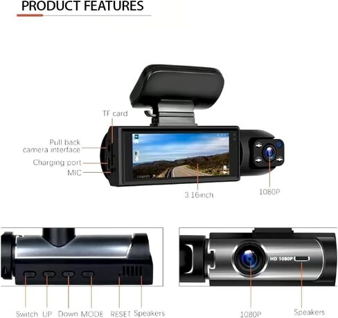 Vigil Dash Cam 2025, Vigil Dash Cam Front and Rear, 1080p Night Vision Car Driving Recorder, 24H Parking Mode, 32G Memory Card (DashCam+32G Memory Card) in Saudi Arabia