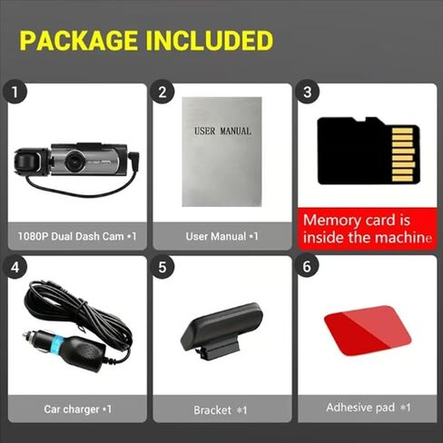 Vigil Dash Cam 2025, Vigil Dash Cam Front and Rear, 1080p Night Vision Car Driving Recorder, 24H Parking Mode, 32G Memory Card (DashCam+32G Memory Card) in Saudi Arabia