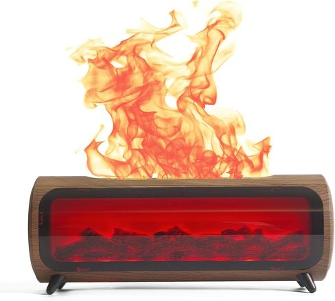 Flame Diffuser Humidifier 7 Flame Colors,Essential Oil Aroma Therapy Diffuser with Waterless Auto-Off Protection,Fire Air Diffuser for Home,Office,Bedroom Grey in Saudi Arabia