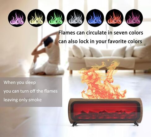 Flame Diffuser Humidifier 7 Flame Colors,Essential Oil Aroma Therapy Diffuser with Waterless Auto-Off Protection,Fire Air Diffuser for Home,Office,Bedroom Grey in Saudi Arabia