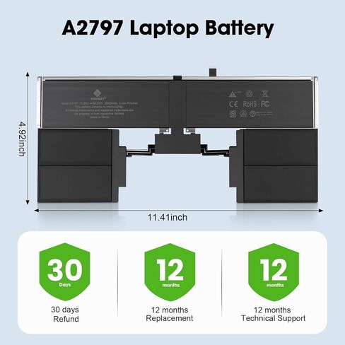 E EGOWAY A2941 A2797 بطارية بديلة للكمبيوتر المحمول MacBook Air 15 بوصة M2 (2023)، EMC 8301، سعة 6000 مللي أمبير في الساعة in Saudi Arabia