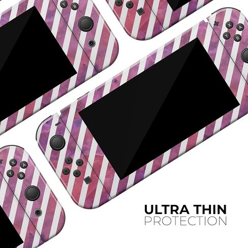 Design Skinz - متوافق مع Nintendo DSi XL - غطاء حماية من الفينيل مقاوم للخدش وقابل للإزالة - خطوط بيضاء مائلة على سطح الجرونج الوردي والأرجواني in Saudi Arabia