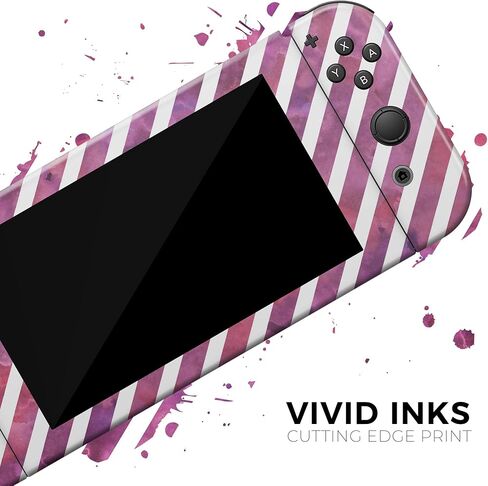 Design Skinz - متوافق مع Nintendo DSi XL - غطاء حماية من الفينيل مقاوم للخدش وقابل للإزالة - خطوط بيضاء مائلة على سطح الجرونج الوردي والأرجواني in Saudi Arabia