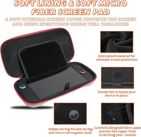 Nintendo Switch 2 Carrying Case - Christmas Birthday Gifts 2025 for Teen Boys, Girls, Men, Women & Gamers, Waterproof Hard Shell Switch 2 Case / Travel Cases, 10 Game Slots & Hidden AirTag Pouch,Black in Kuwait