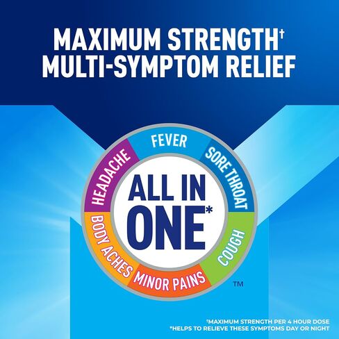 Mucinex Nightshift Cold & Flu, Maximum Strength Powerful Multi-symptom Nighttime Relief, 20 Fast Release Caplets - Pain Reliever/Fever Reducer, Cough Suppressant, Antihistamine in Kuwait