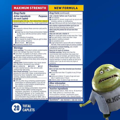 Mucinex Nightshift Cold & Flu, Maximum Strength Powerful Multi-symptom Nighttime Relief, 20 Fast Release Caplets - Pain Reliever/Fever Reducer, Cough Suppressant, Antihistamine in Kuwait