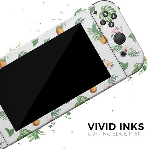Design Skinz - متوافق مع Nintendo DSi XL - غطاء حماية من الفينيل قابل للإزالة ومقاوم للخدش - الأناناس الاستوائي ونمط الأزهار in Saudi Arabia