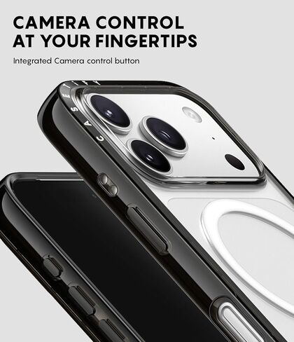 حافظة CASETiFY صغيرة الحجم لهاتف iPhone 17 Pro Max [رفيعة وأنيقة/متوافقة مع Magsafe / 4 أقدام حماية من السقوط بدرجة عسكرية 2X] - أسود شفاف in Saudi Arabia
