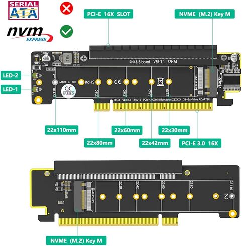 اثنين من محولات NVME PCIe HDDs Raiser إلى محول PCIe إلى بطاقة PCIE4.0 16X in Saudi Arabia