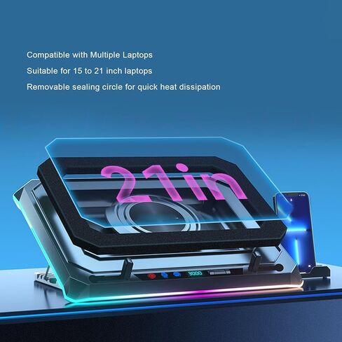 Laptop Cooling Pad, RGB Laptop Cooler Stand, Gaming Notebook Cooler with 14cm Turbo Fan and 4xUSB Ports for 15 to 19 Inches Laptops, 5 Adjustable Heights, Black in Saudi Arabia