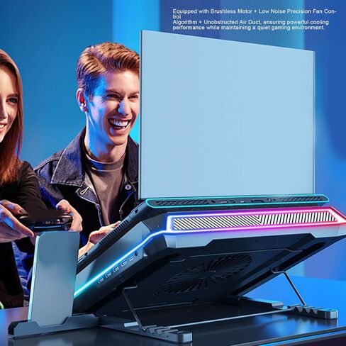 Laptop Cooling Pad, RGB Laptop Cooler Stand, Gaming Notebook Cooler with 14cm Turbo Fan and 4xUSB Ports for 15 to 19 Inches Laptops, 5 Adjustable Heights, Black in Saudi Arabia