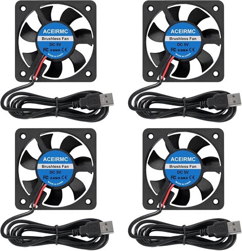 4pcs 50mm USB Brushless Cooling Fan 50mm x10mm DC 5V Quiet Cooling Fan 5010 Mini Computer Fan for Small Appliances Series Replacement (5010 5V USB) in Saudi Arabia