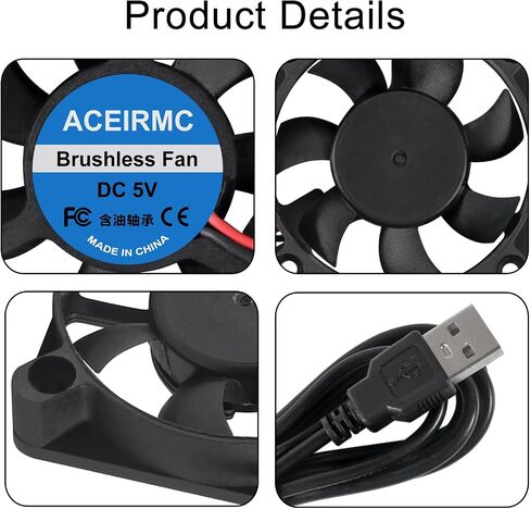 4pcs 50mm USB Brushless Cooling Fan 50mm x10mm DC 5V Quiet Cooling Fan 5010 Mini Computer Fan for Small Appliances Series Replacement (5010 5V USB) in Saudi Arabia