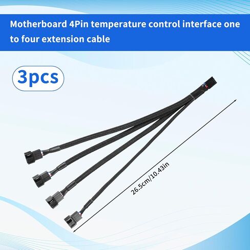 3 PCS Fan Splitter 4 Pin+3 Pin Computer PC Case PWM Fan Splitter Cable 1 to 4 in Saudi Arabia