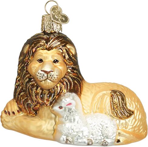 Old World Christmas Spiritual Gifts Glass Blown Ornaments for Christmas Tree Lion Lamb in Saudi Arabia
