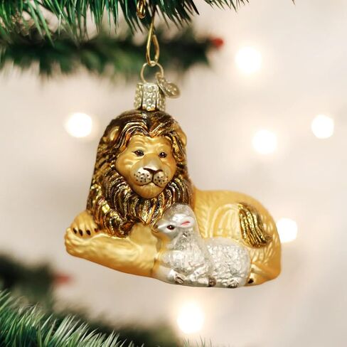 Old World Christmas Spiritual Gifts Glass Blown Ornaments for Christmas Tree Lion Lamb in Saudi Arabia