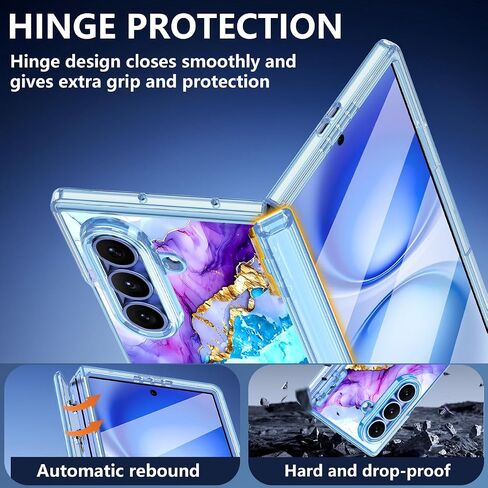 حافظة Meshine لهاتف Galaxy Z Fold 7 مغناطيسية، [متوافقة مع MagSafe] [حماية المفصلات] [واقي شاشة مدمج]، حافظة صلبة مقاومة للصدمات للنساء والفتيات لهاتف Samsung Galaxy Z Fold 7(2025)، شفاف لامع in Kuwait