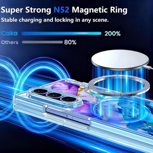 حافظة Meshine لهاتف Galaxy Z Fold 7 مغناطيسية، [متوافقة مع MagSafe] [حماية المفصلات] [واقي شاشة مدمج]، حافظة صلبة مقاومة للصدمات للنساء والفتيات لهاتف Samsung Galaxy Z Fold 7(2025)، شفاف لامع in Kuwait