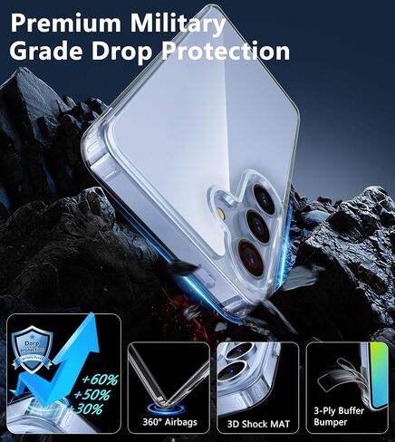 FNTCASE لهاتف Samsung-Galaxy Z-Fold-7 حافظة مغناطيسية: غطاء هاتف محمول شفاف غير لامع من الدرجة العسكرية للحماية من السقوط - حافظات نحيفة متينة مقاومة للصدمات (أسود 8.0 بوصة) in Saudi Arabia