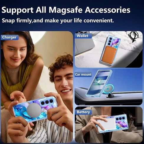 حافظة Meshine لهاتف Galaxy Z Fold 7 مغناطيسية، [متوافقة مع MagSafe] [حماية المفصلات] [واقي شاشة مدمج]، حافظة صلبة مقاومة للصدمات للنساء والفتيات لهاتف Samsung Galaxy Z Fold 7(2025)، شفاف لامع in Kuwait