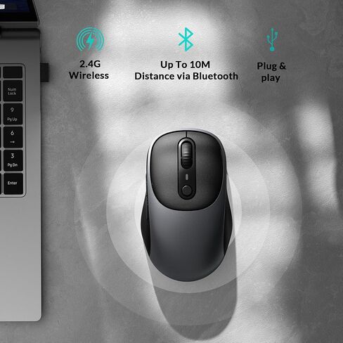 Keychron BM24 Wireless Mouse, 2400 DPI Quiet Clicks, 2.4 GHz/Bluetooth 5.2/Wired with Programmable Buttons, Long Battery Life for Laptop PC/Mac/Windows - Space Gray in Saudi Arabia